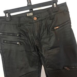NWT black pleather moto pants Sz 30 / 10 -B2